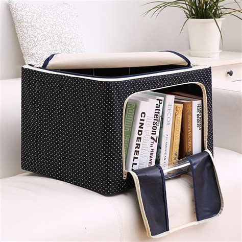 caowrs Oxford Fabric Storage Box with Steel Frame for Clothes 